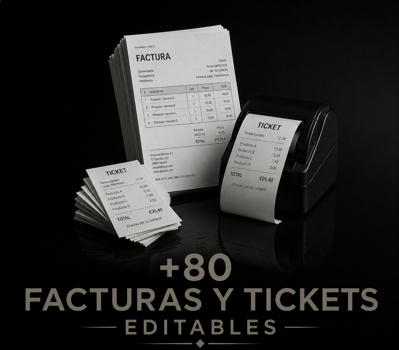 +80 FACTURAS Y TICKETS EDITABLES